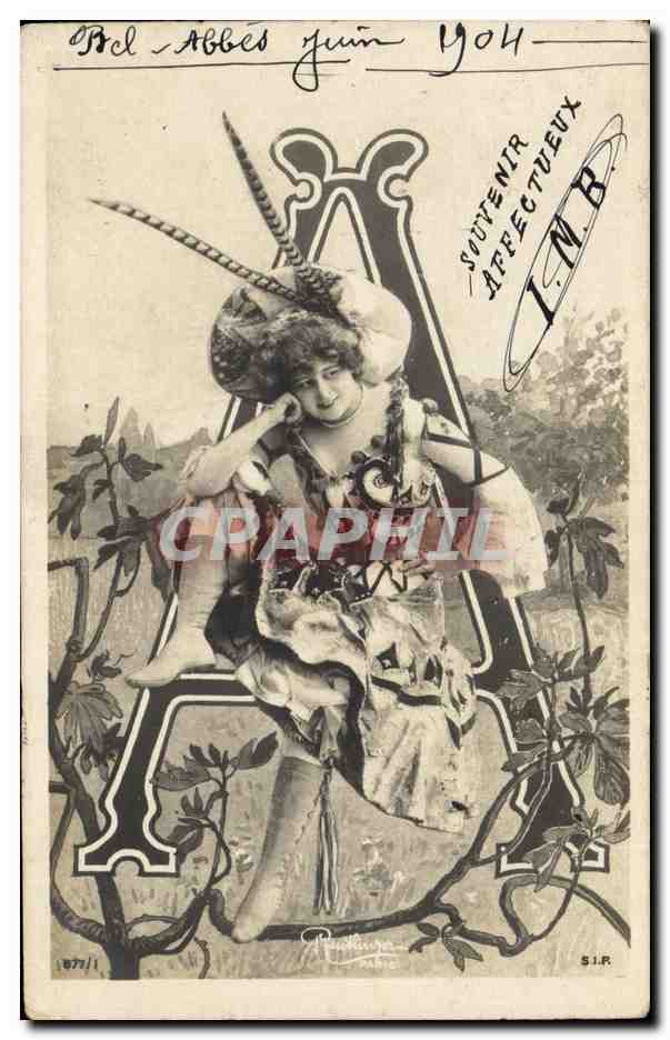 Jeune femme en costume exotique — souvenir affectueux — I.M.B. S.I.R. n° 877/1