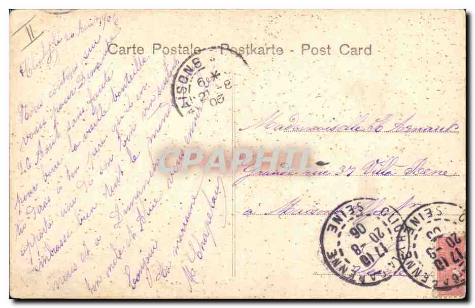 CPA Fantaisie Femme Lettres Lettre A — Verso