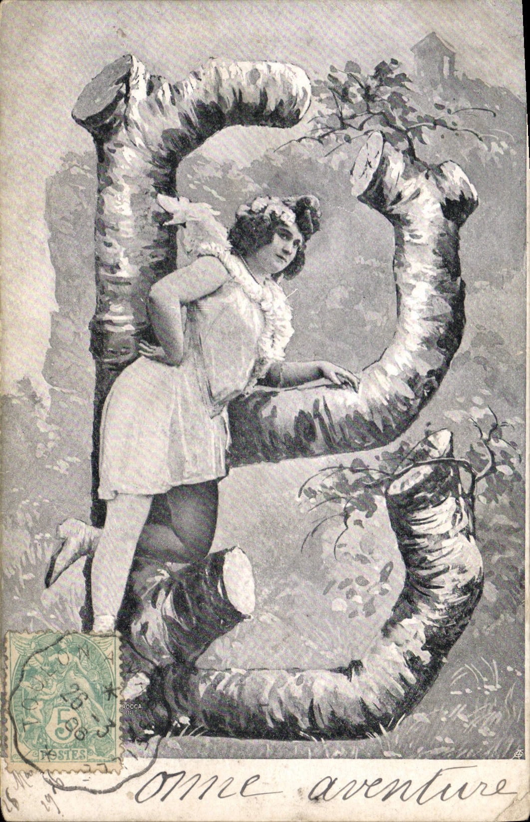 Femme et serpent — illustration — éditeur inconnu