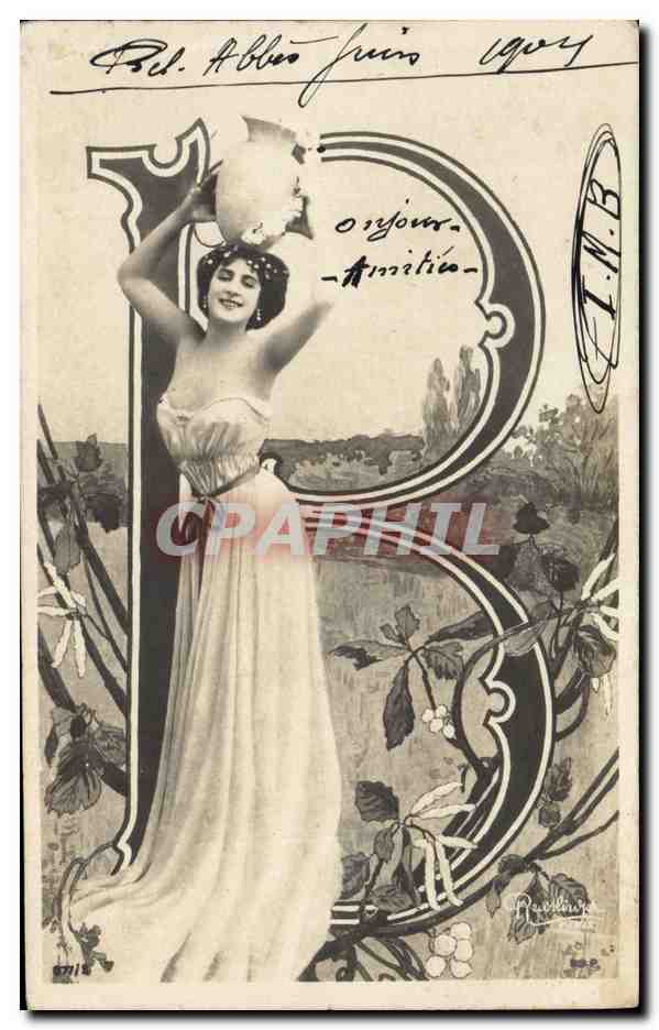 Femme tenant un vase — décor Art Nouveau — éditeur Baudry, n° 6718