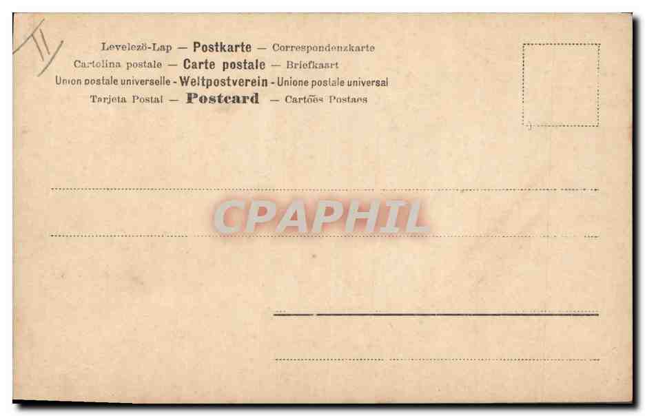 Femme et enfants dans un décor de lettres — éditeur CPAPHIL, n° 185 — Verso