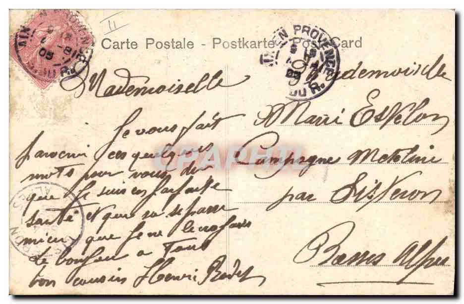 CPA Fantaisie Femme Lettres Lettre B — Verso
