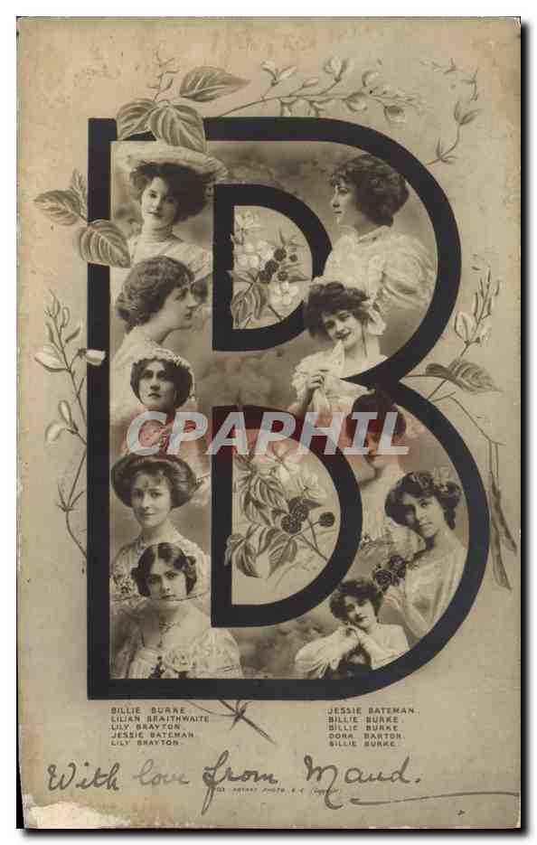 B — Fotografie von acht jungen Frauen — Rotary Fotografie-Serie, Lily Brayton, Billie Burke, Jessie Bateman, Dora Barton, Lilian Braithwaite — Verlag Lily Brayton Photo & Co.