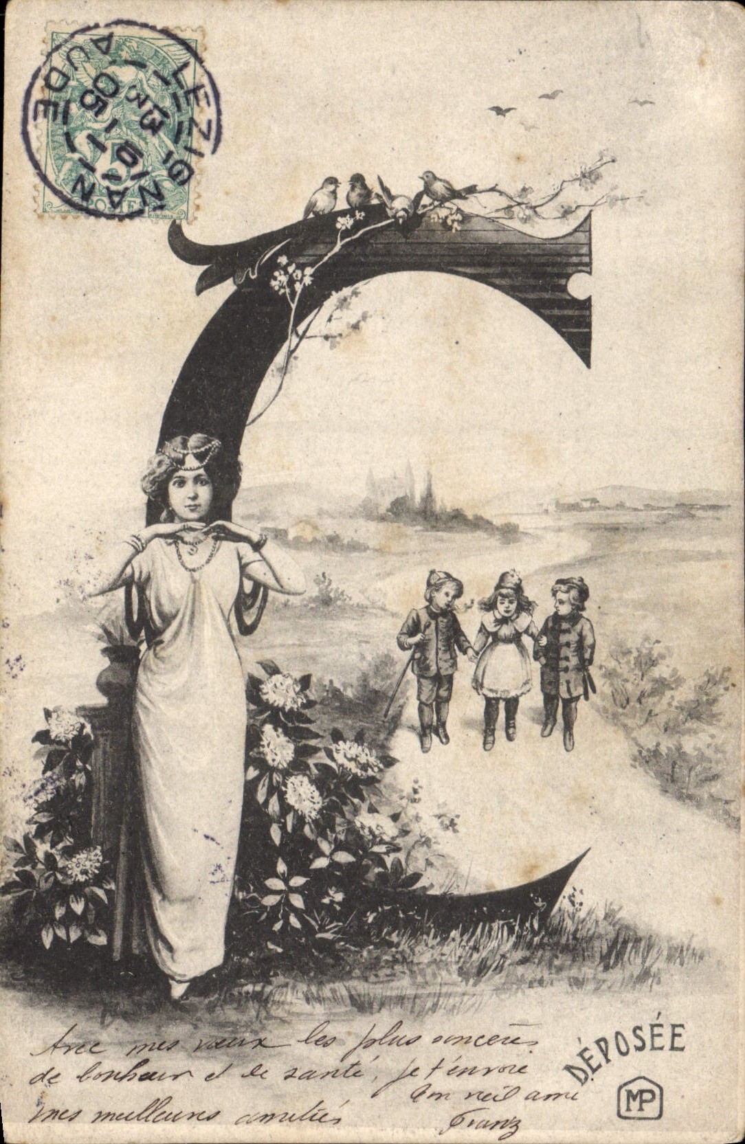 CPA Fantaisie Enfants Lettres Lettre C