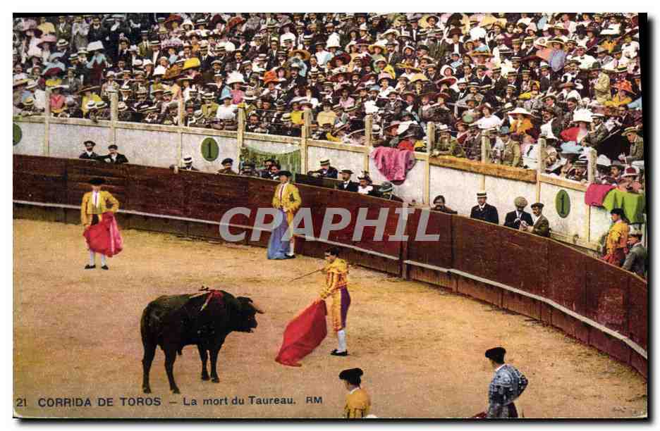 CPA Corrida Course de Taureaux La mort du taureau