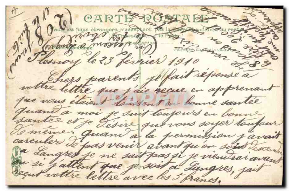 Infanterie — Escrime à la baïonnette — L.V. & Cie, n° 3588 — Reverso