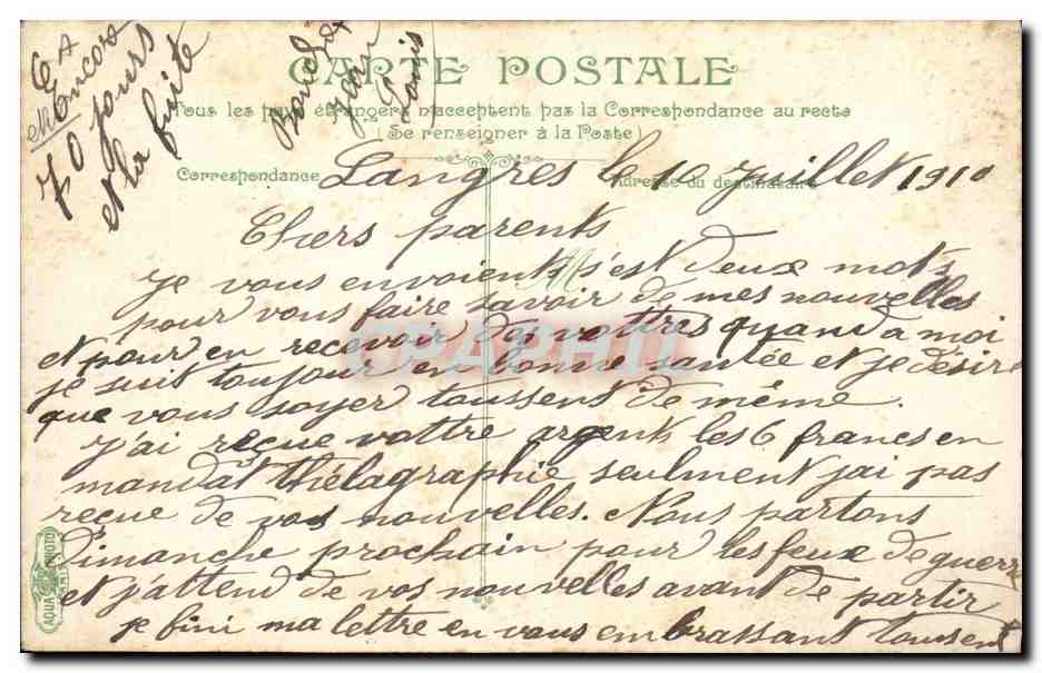 Infanterie — La corvée de pain — L.V. n° 3581 — Reverso