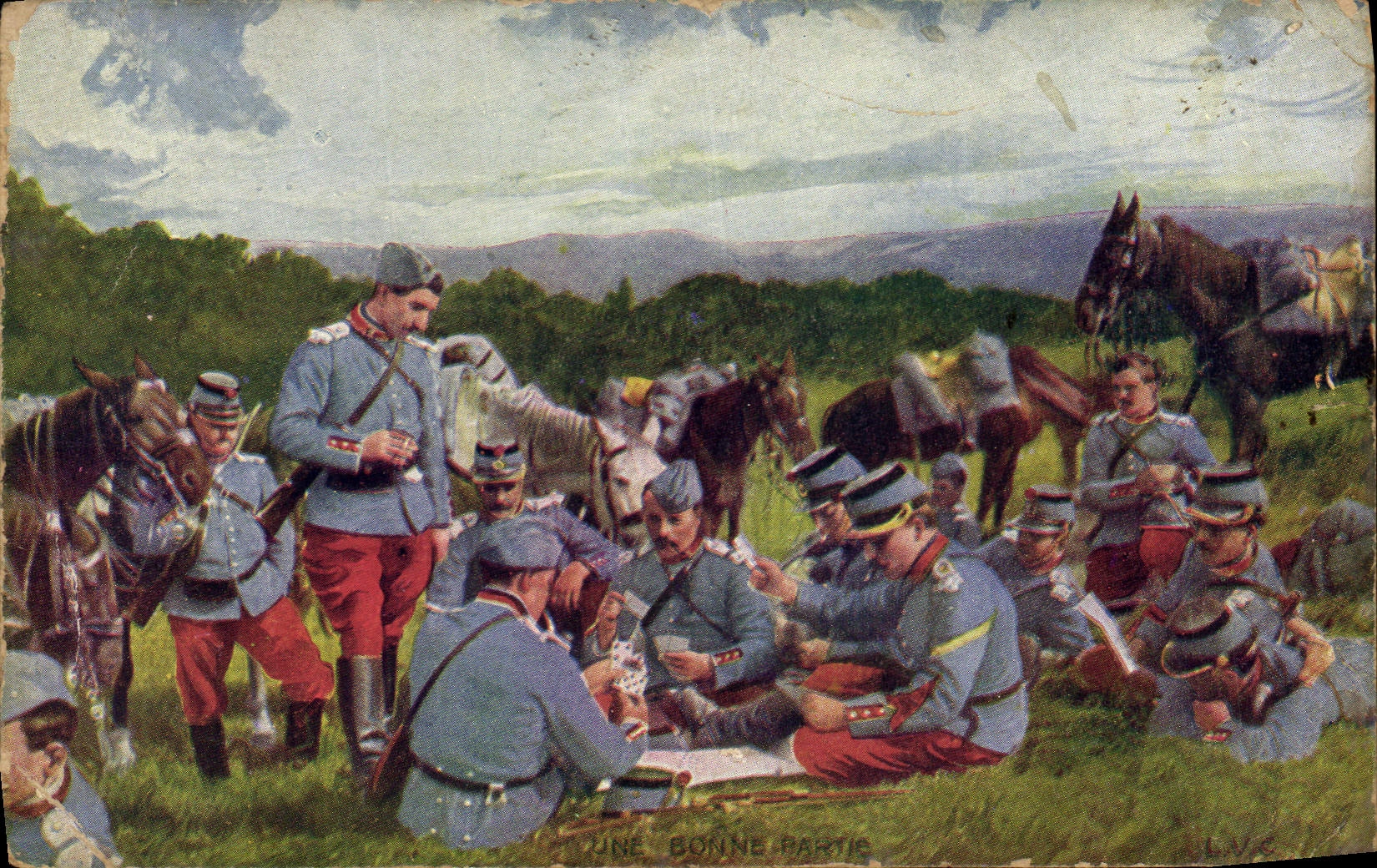CPA Militaria Une bonne partie Cartes