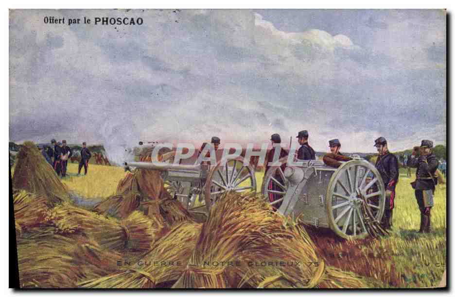 Soldats près d'un canon — En guerre, notre glorieux 75 — Offert par le PHOSCAO