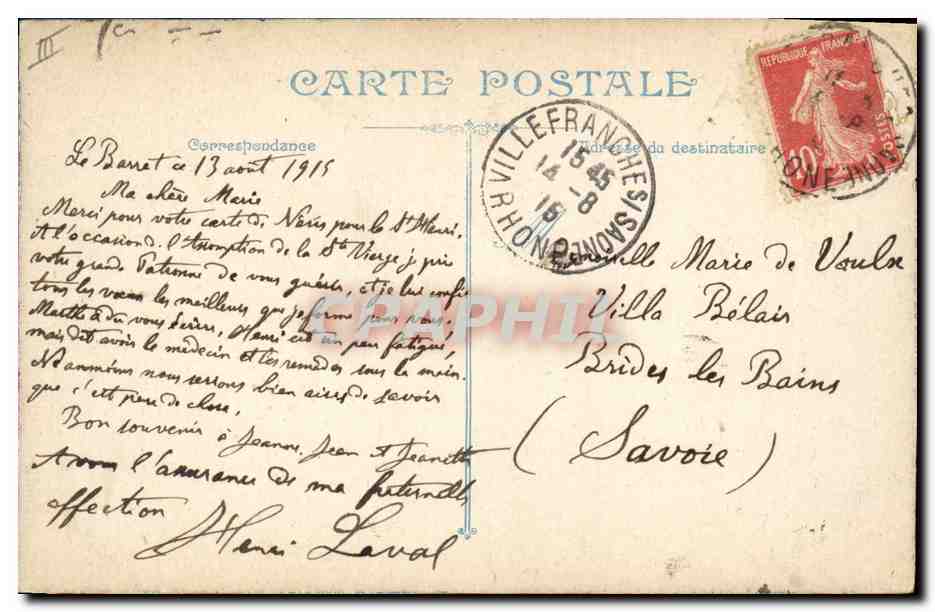 Général français — portrait en uniforme — éditeur A. V. G. (n° 145) — Achterkant