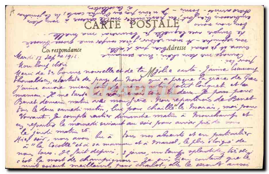 CPA Folklore Morbihan Jeune fille de Baud en costume de travail  — Verso