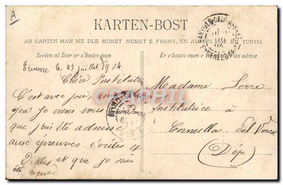 CPA Folklore Pecheuse de Carantec  — Verso