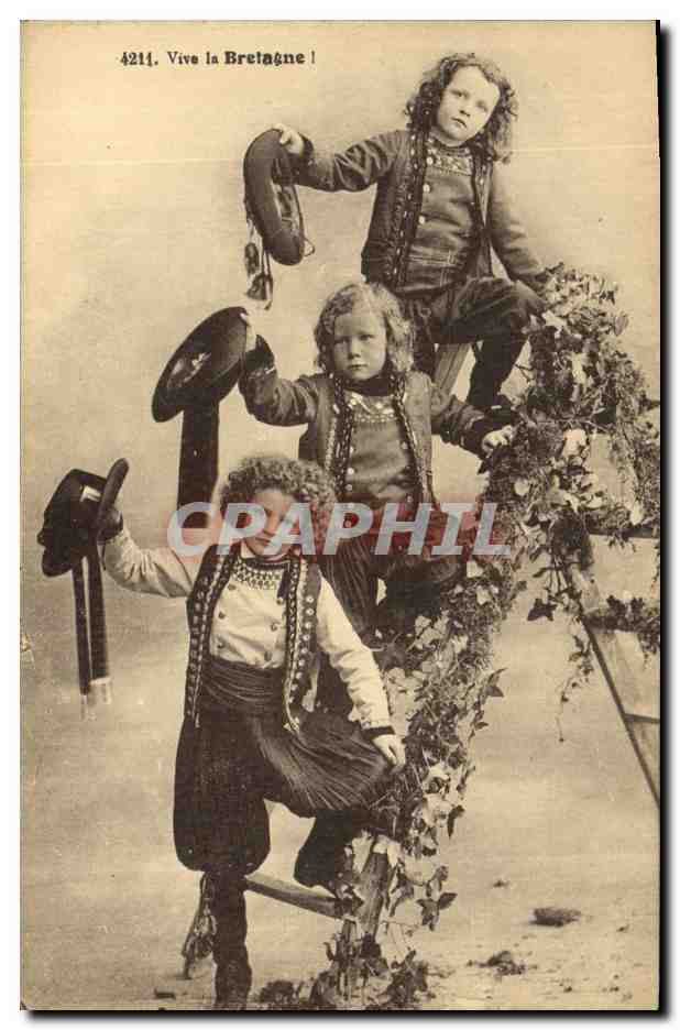 CPA Folklore Vive la Bretagne Enfants 