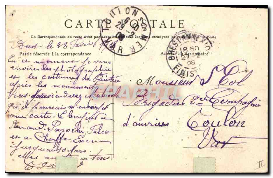 CPA Folklore Pensive Jeune fille de l'Ile de Sein  — Verso