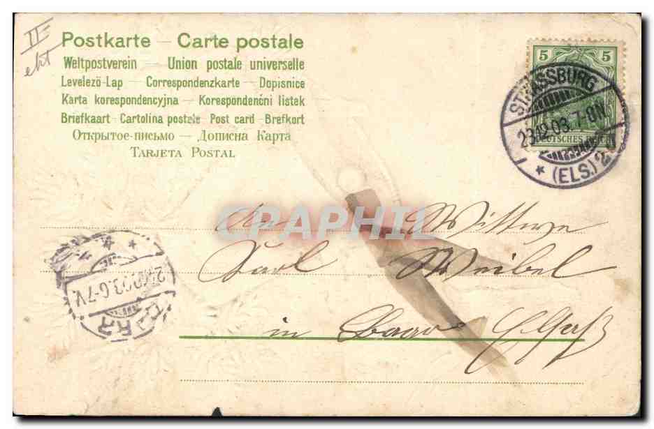 CPA Fantaisie Fleurs Anges Cloches  — Rückseite
