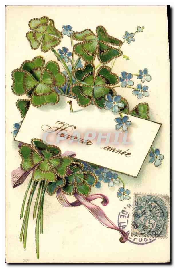CPA Fantaisie Fleurs Trefles 