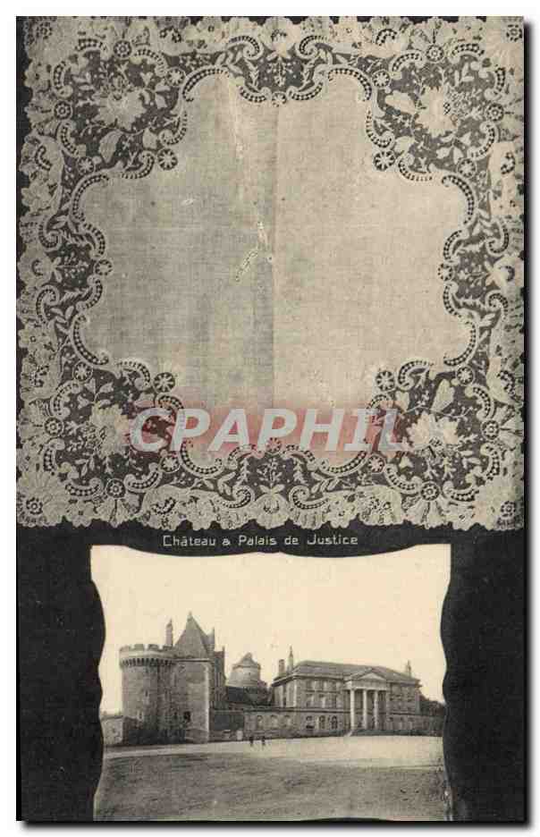 CPA Folklore Dentelle Dentelliere Mouchoir Chateau et palais de justice Alencon 