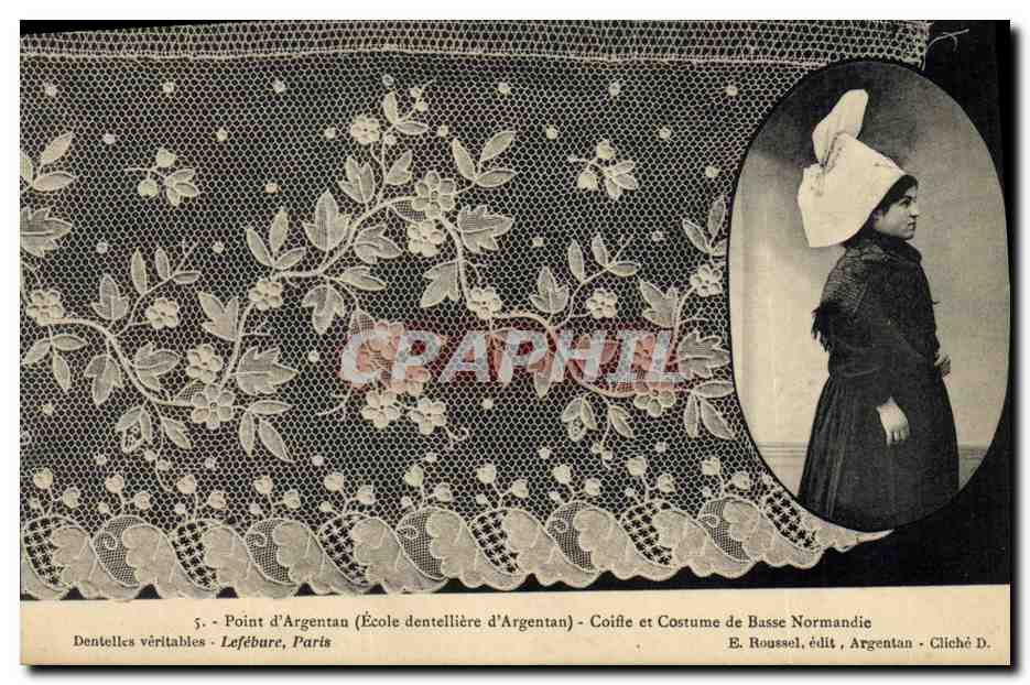 CPA Folklore Dentelle Dentelliere Point d'Argentan Ecole dentelliere d'Argentan Normandie 