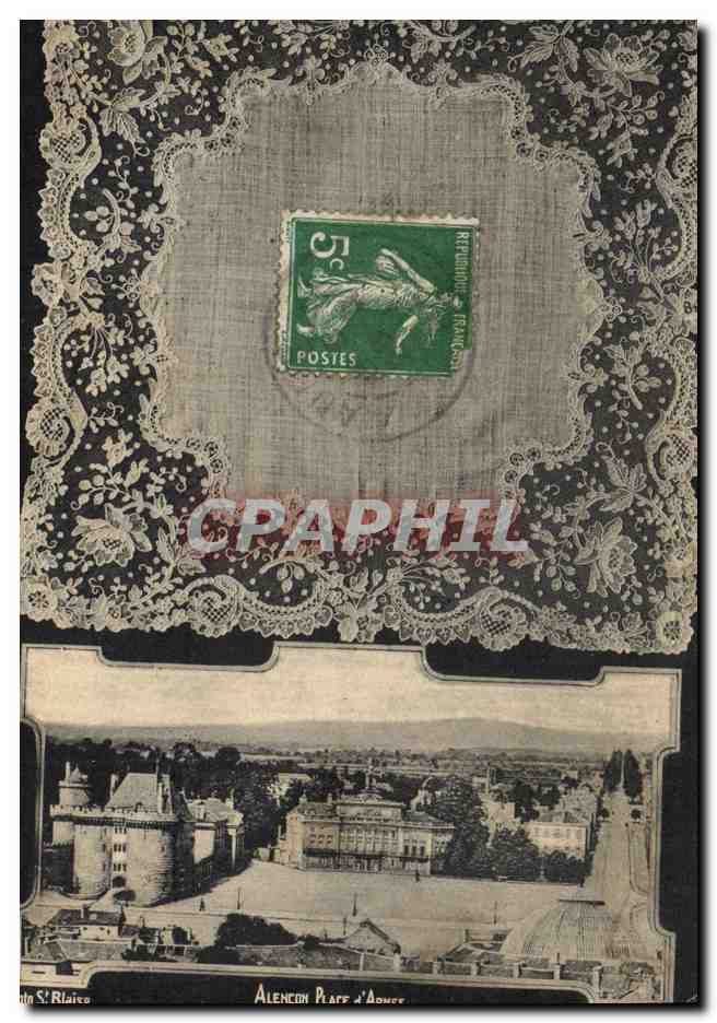 CPA Folklore Dentelle Dentelliere Point d'Alencon Place d'armes 