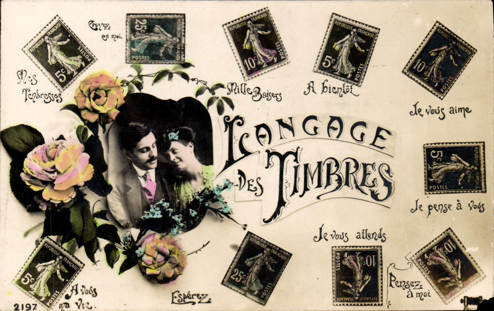 CPA Fantaisie Le langage des Timbres Semeuse