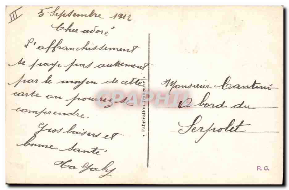CPA Fantaisie Le langage des timbres Semeuse — Rückseite