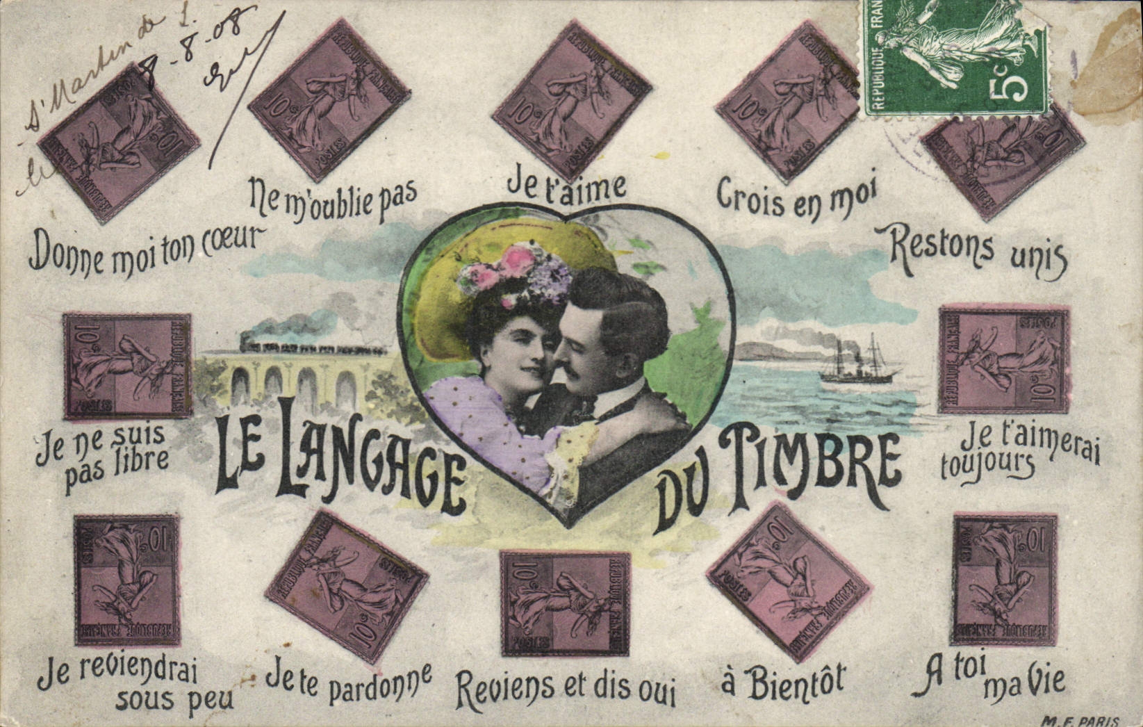 CPA Fantaisie Le langage des timbres Semeuse