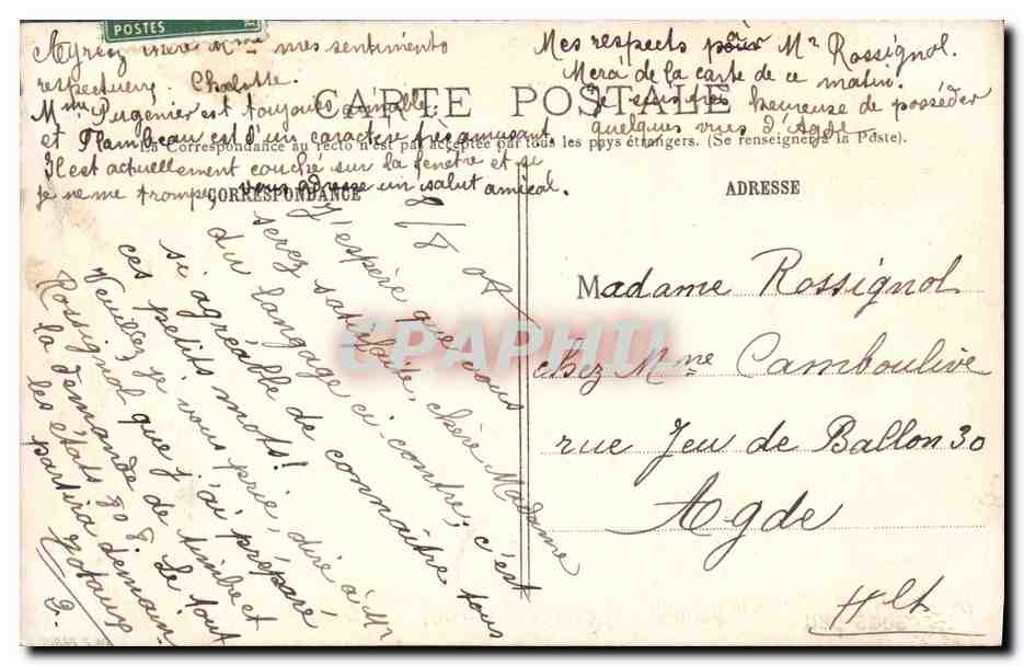 CPA Fantaisie Le langage des timbres Semeuse — Rückseite