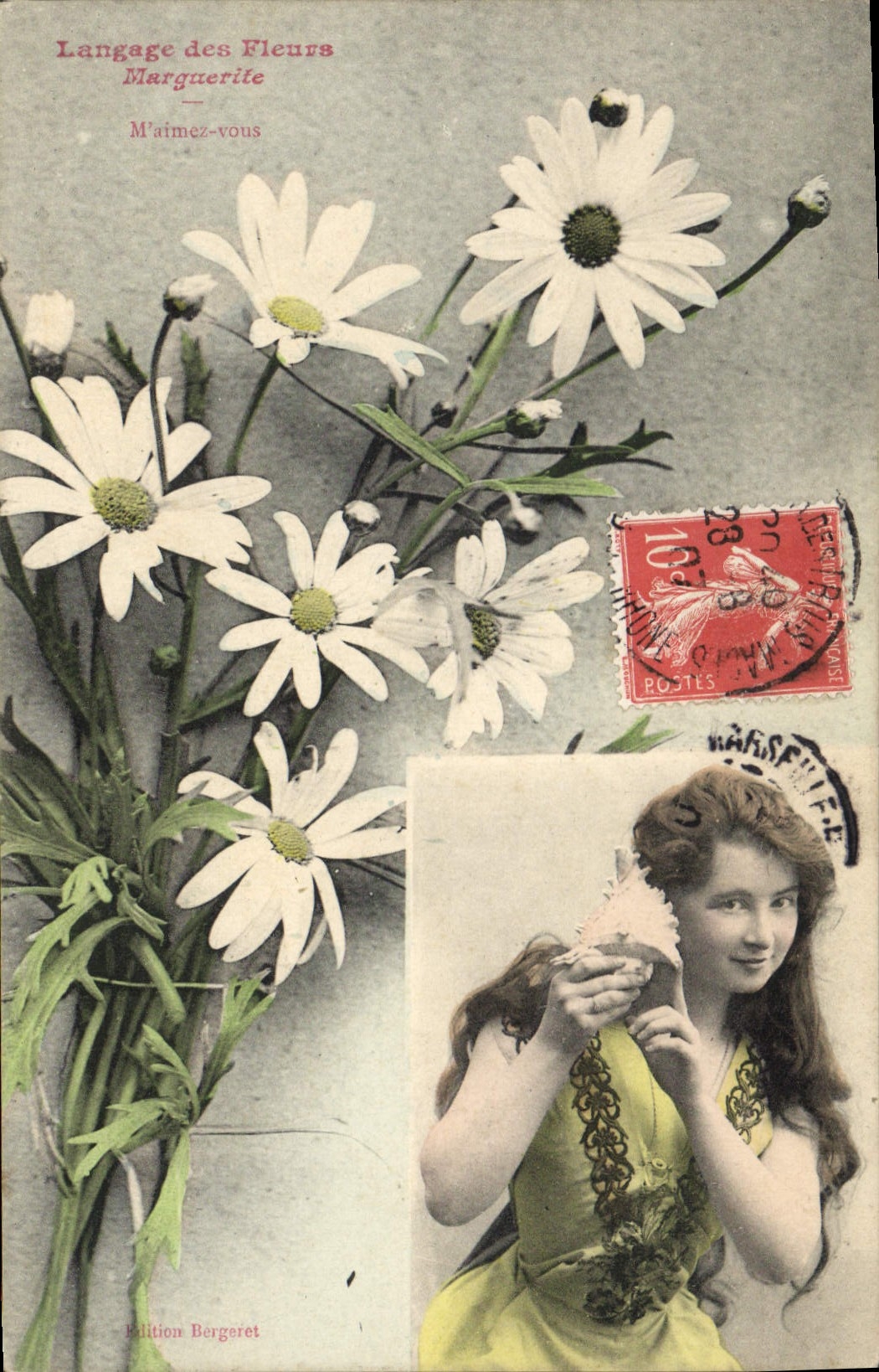 CPA Fantaisie Le langage des fleurs Marguerite
