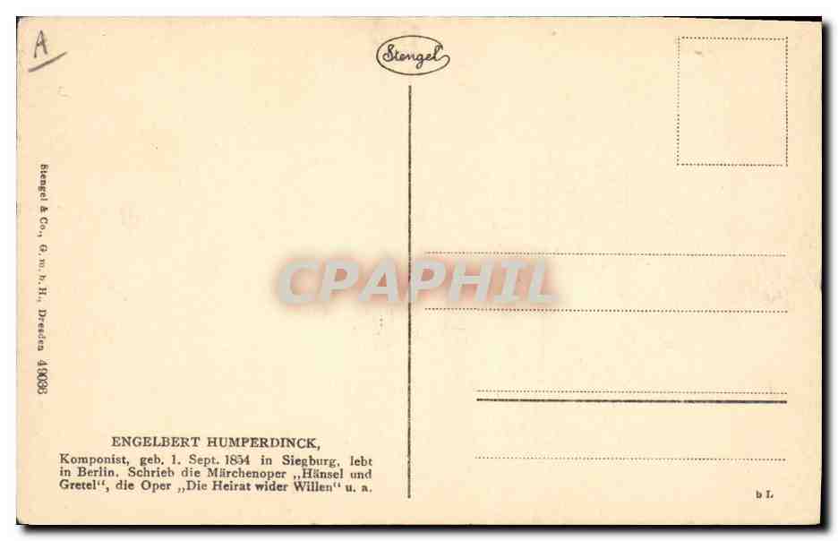 CPA Engelbert Humperdinck — Achterkant