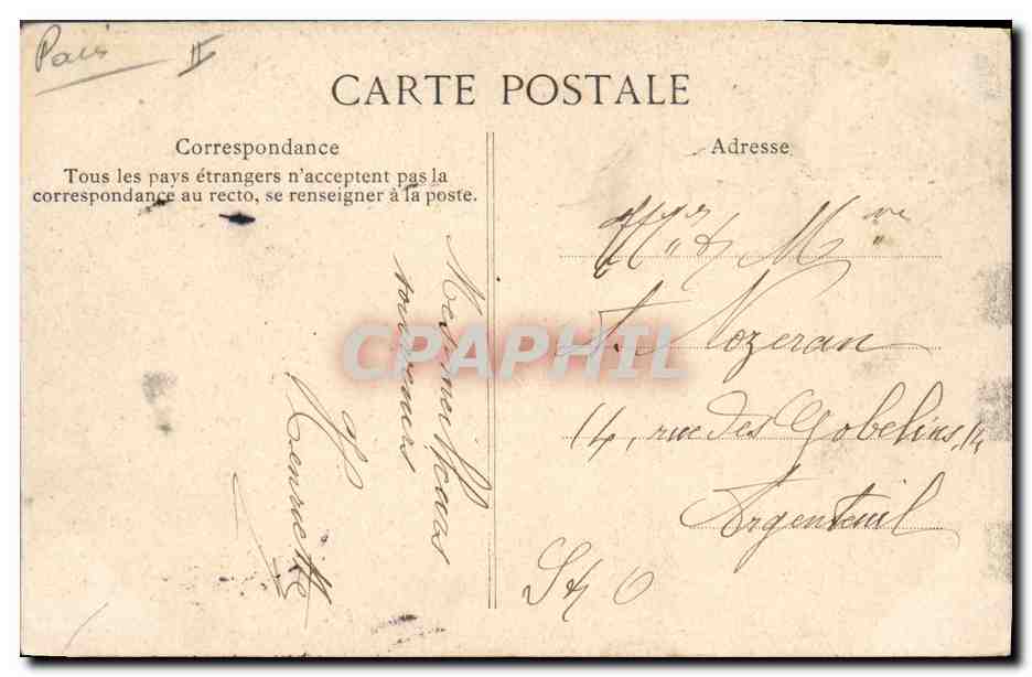 CPA Paris Emile Zola Monument Placet Trarieux  — Verso
