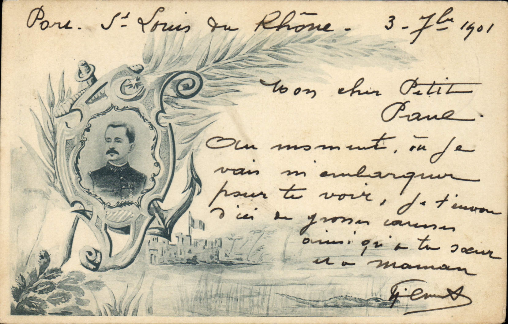 Saint-Louis-du-Rhône — carte postale avec portrait d'officier — éditeur non visible