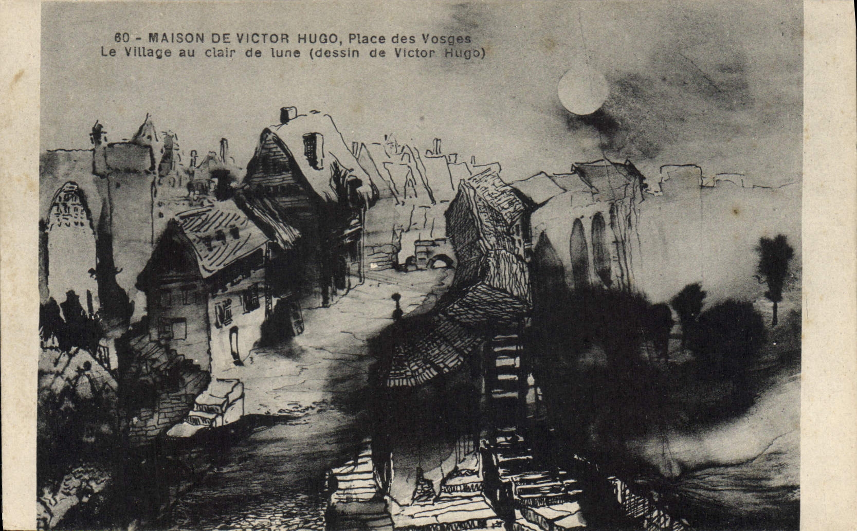 CPA Maison de Victor Hugo Le village au clair de lune 