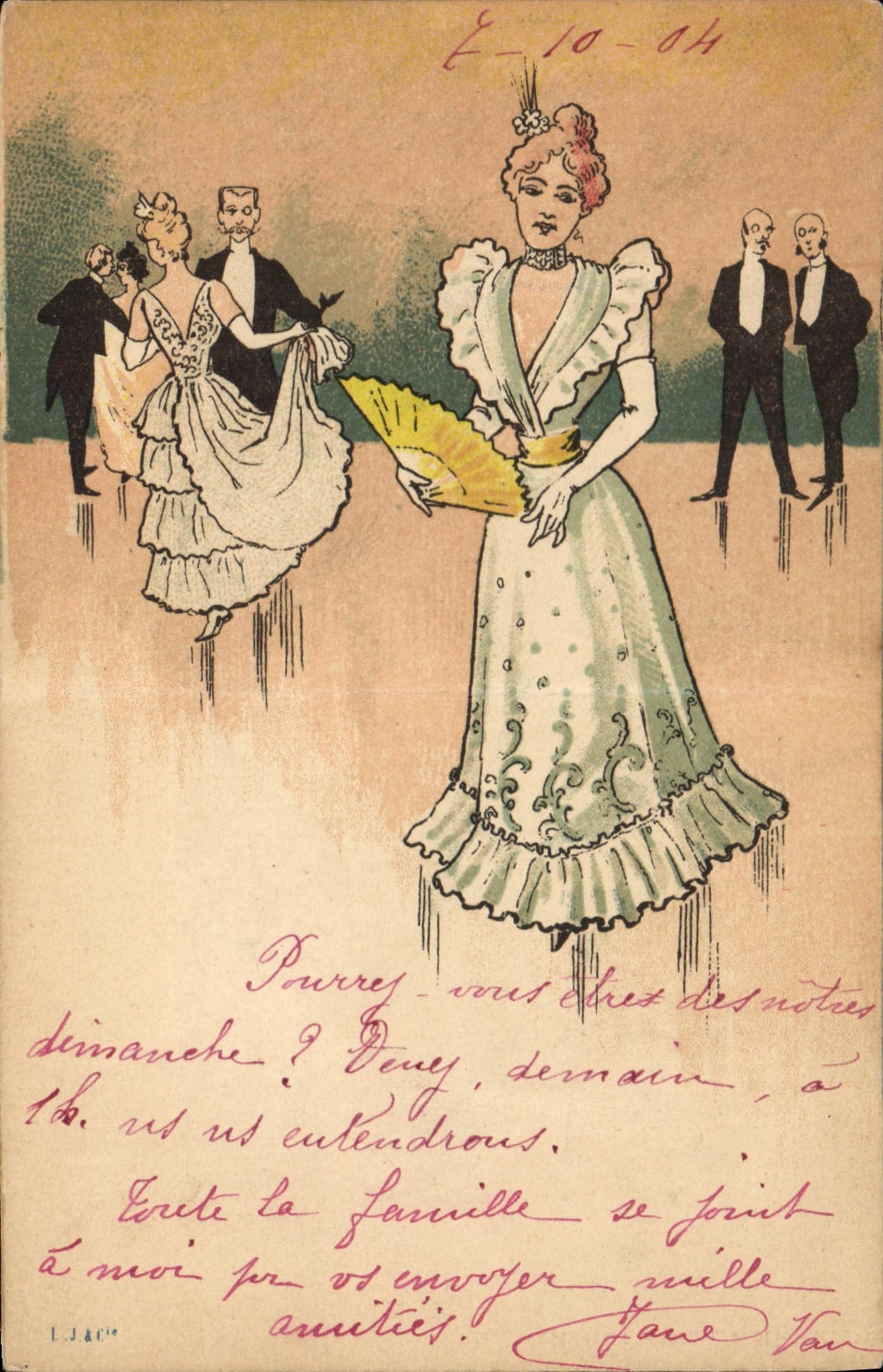 CPA Fantaisie Eventail Femme 