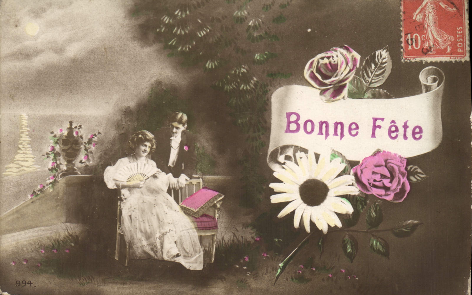 CPA Fantaisie Eventail Femme 