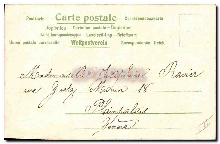 Jeune femme en costume japonais — illustration — Union postale universelle — Verso