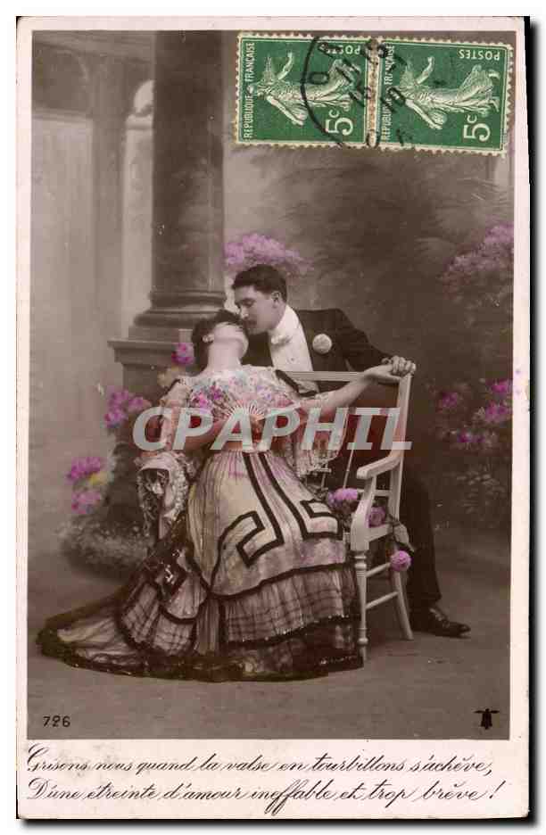 Couple en tenue de bal — scène romantique — éditeur inconnu, n° 726