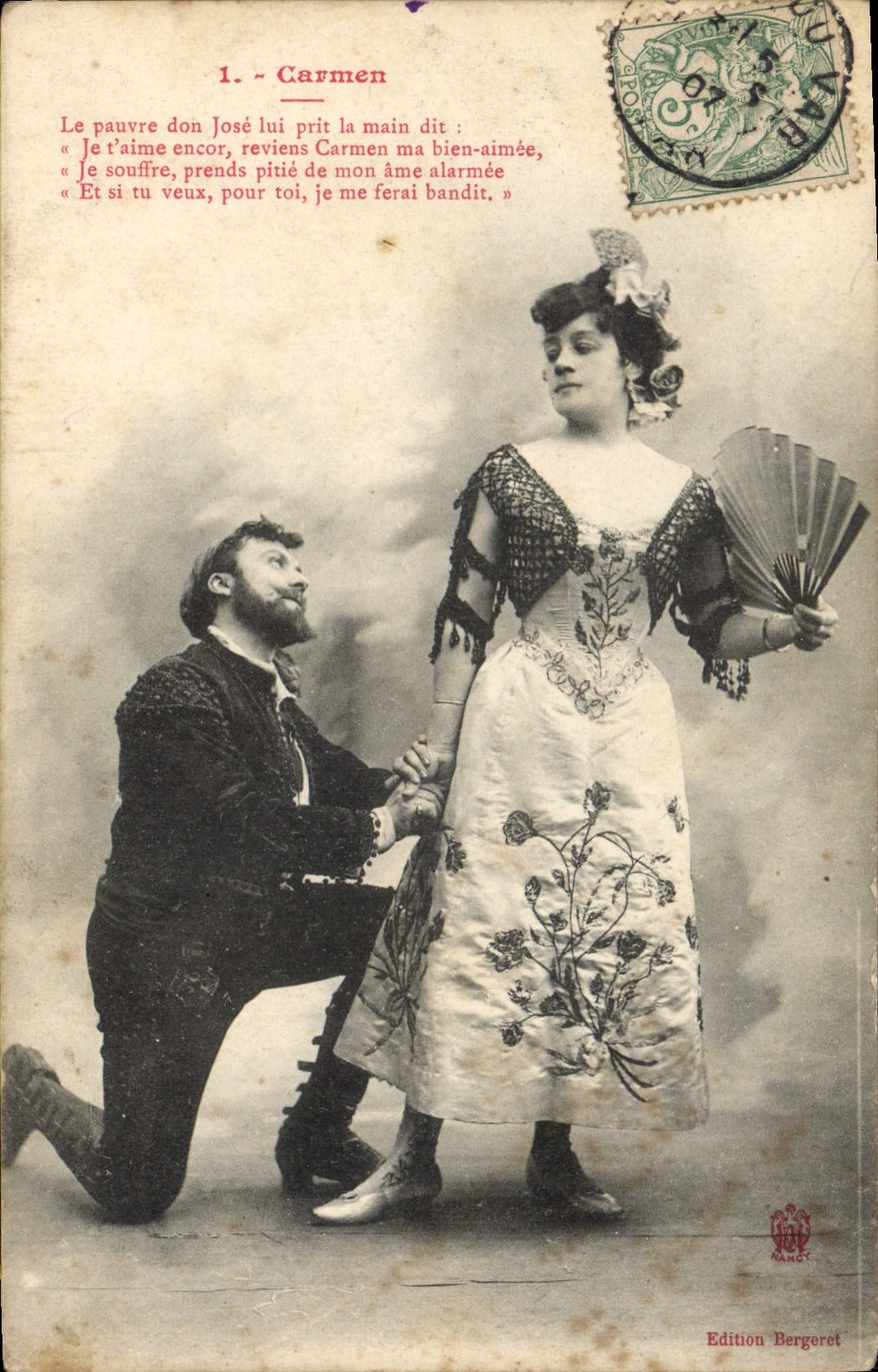 Carmen — scène de la pièce — Édition Bergeret