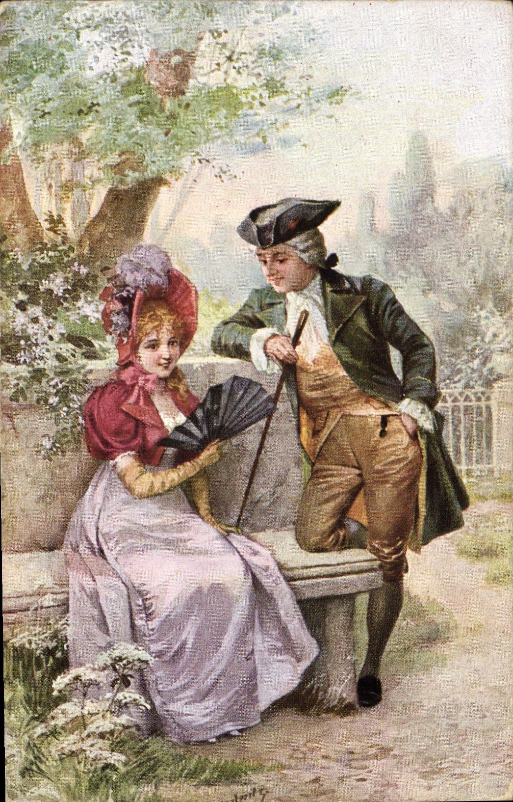 CPA Fantaisie Eventail Femme 