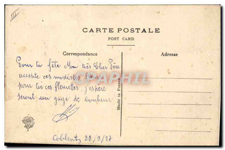 CPA Fantaisie Brodee Eventail Fleurs  — Verso