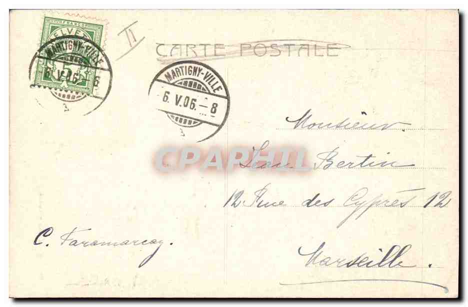 CPA Fantaisie Femme Lettres Lettre C  — Verso