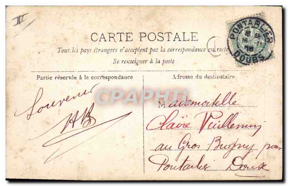 Femme dans une grande lettre C — décor de paysage — René Willaert, Paris, n° 1358 — Reverso