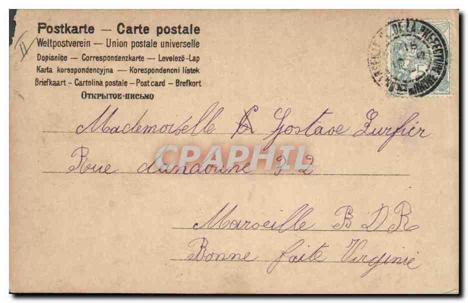 CPA Fantaisie Femme Lettres Lettre C  — Verso