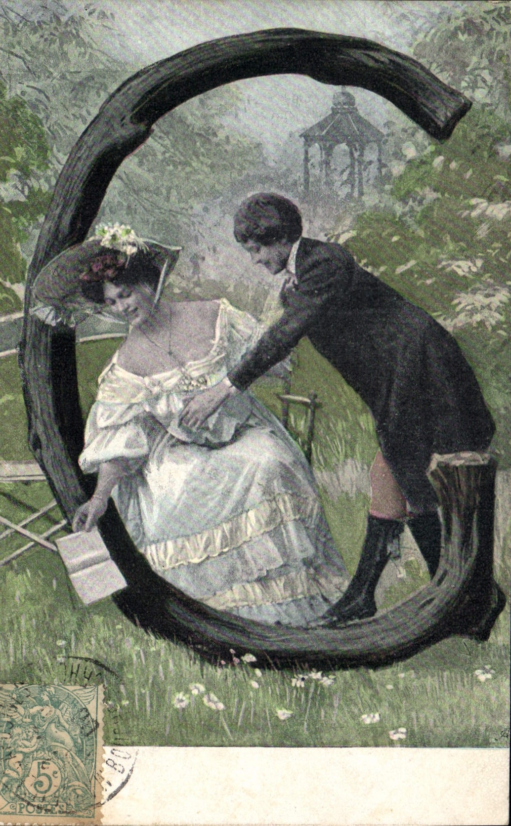 Jeune couple dans un parc — scène romantique — éditeur anonyme