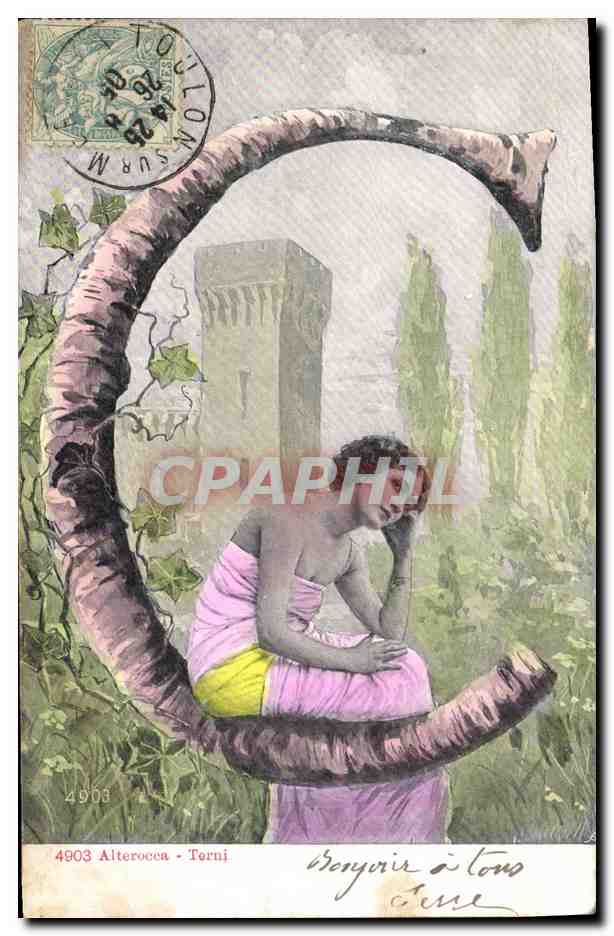 CPA Fantaisie Femme Lettres Lettre C 