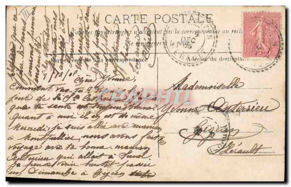 Femme dans une grande lettre C — éditeur Rousselot, n° 1358 — Back