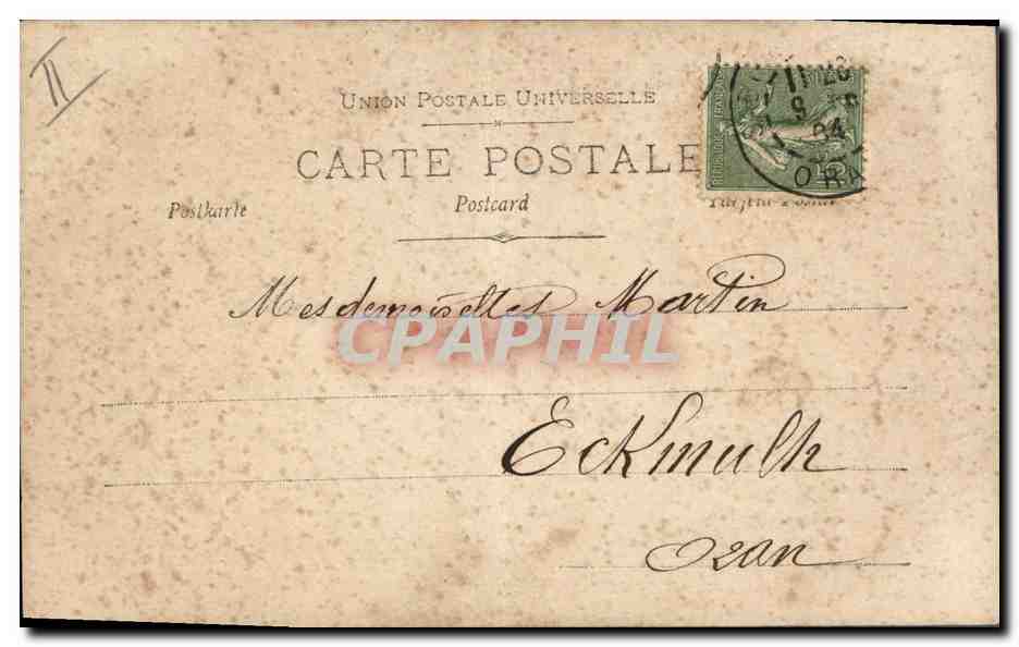 Femme en robe longue — décor floral — éditeur Reudinger, Paris, n° 77/8 — Verso