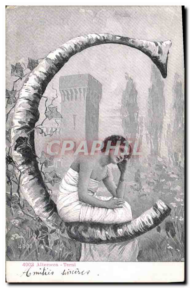 CPA Fantaisie Femme Lettres Lettre C 