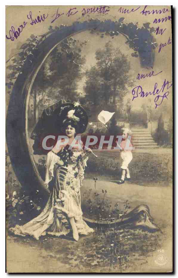 CPA Fantaisie Femme Lettres Lettre C 