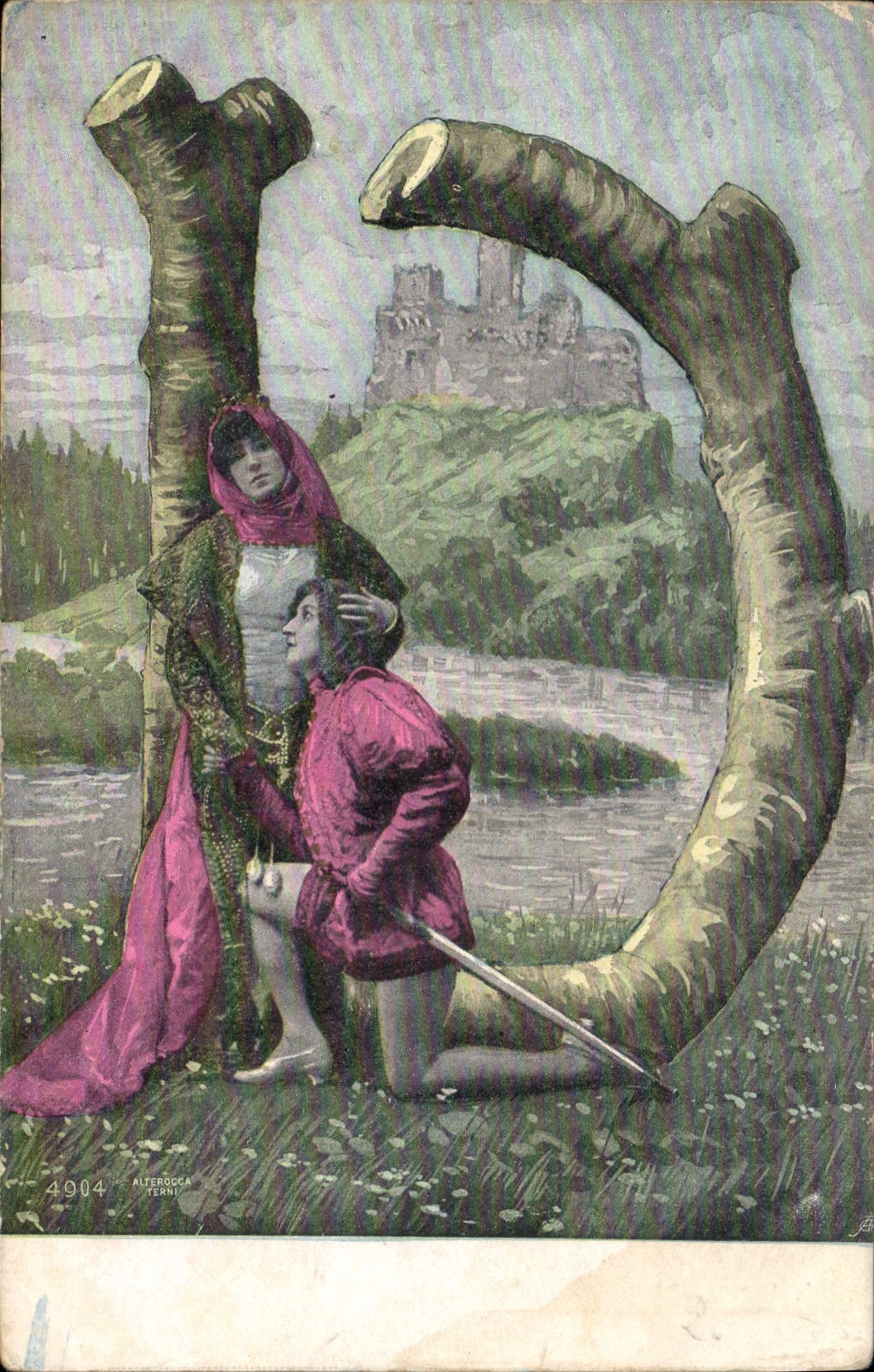 Un chevalier et une dame sous un arbre — Alterroca Terry — n°4904