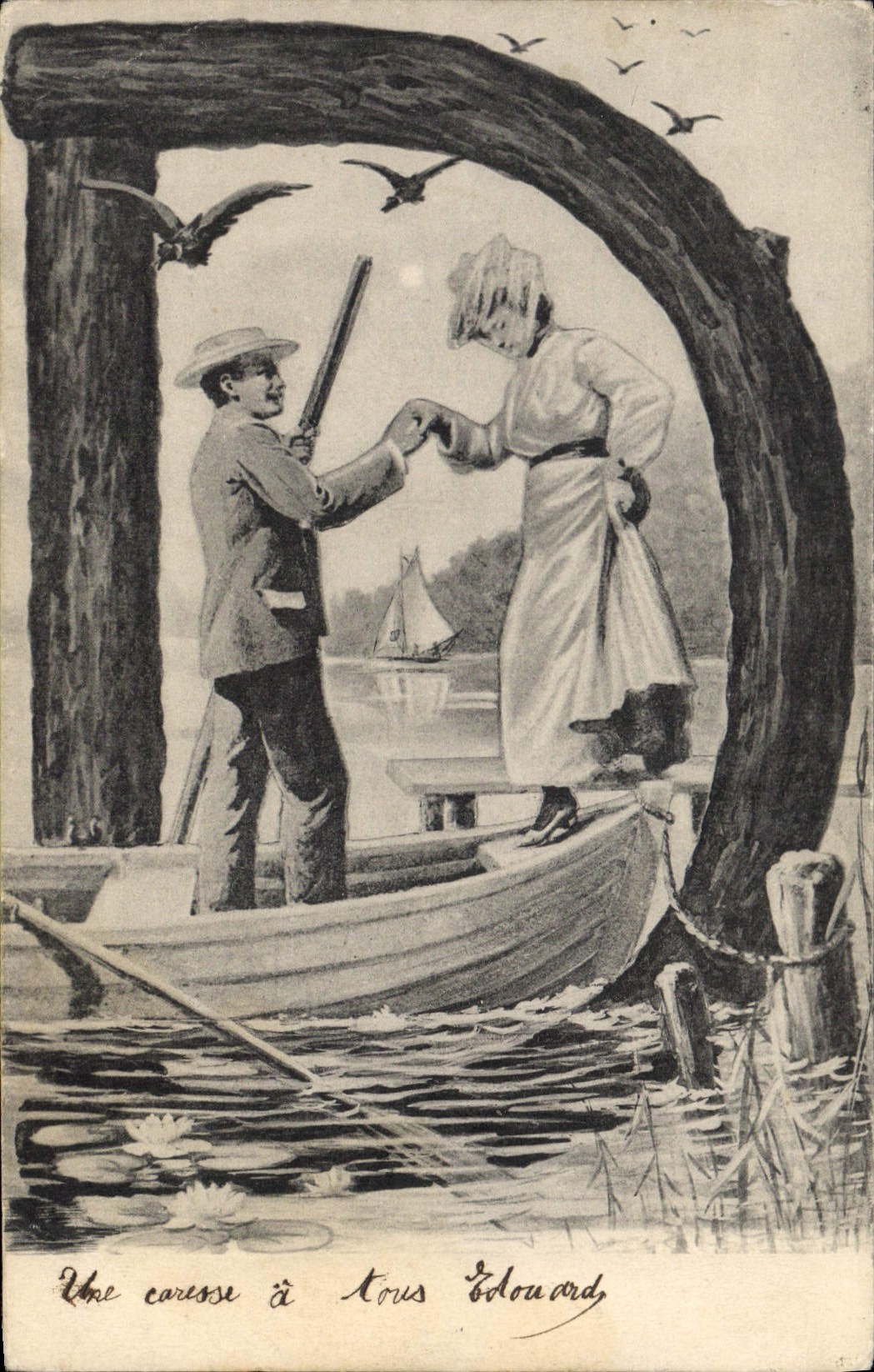 Une caresse à tous Colouard — illustration romantique — éditeur non visible